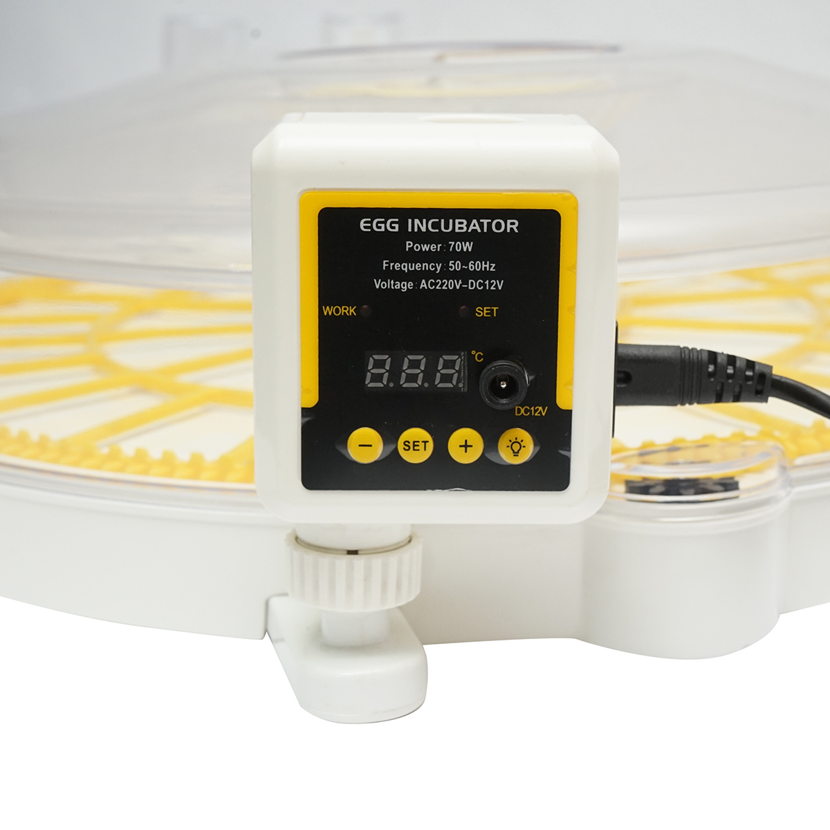 Incubator automat 35 oua 70W, 12V-220V, rotire la 120 min, control temperatura si umiditate, afisaj digital, rezervor automat apa, capac transparent, iluminare