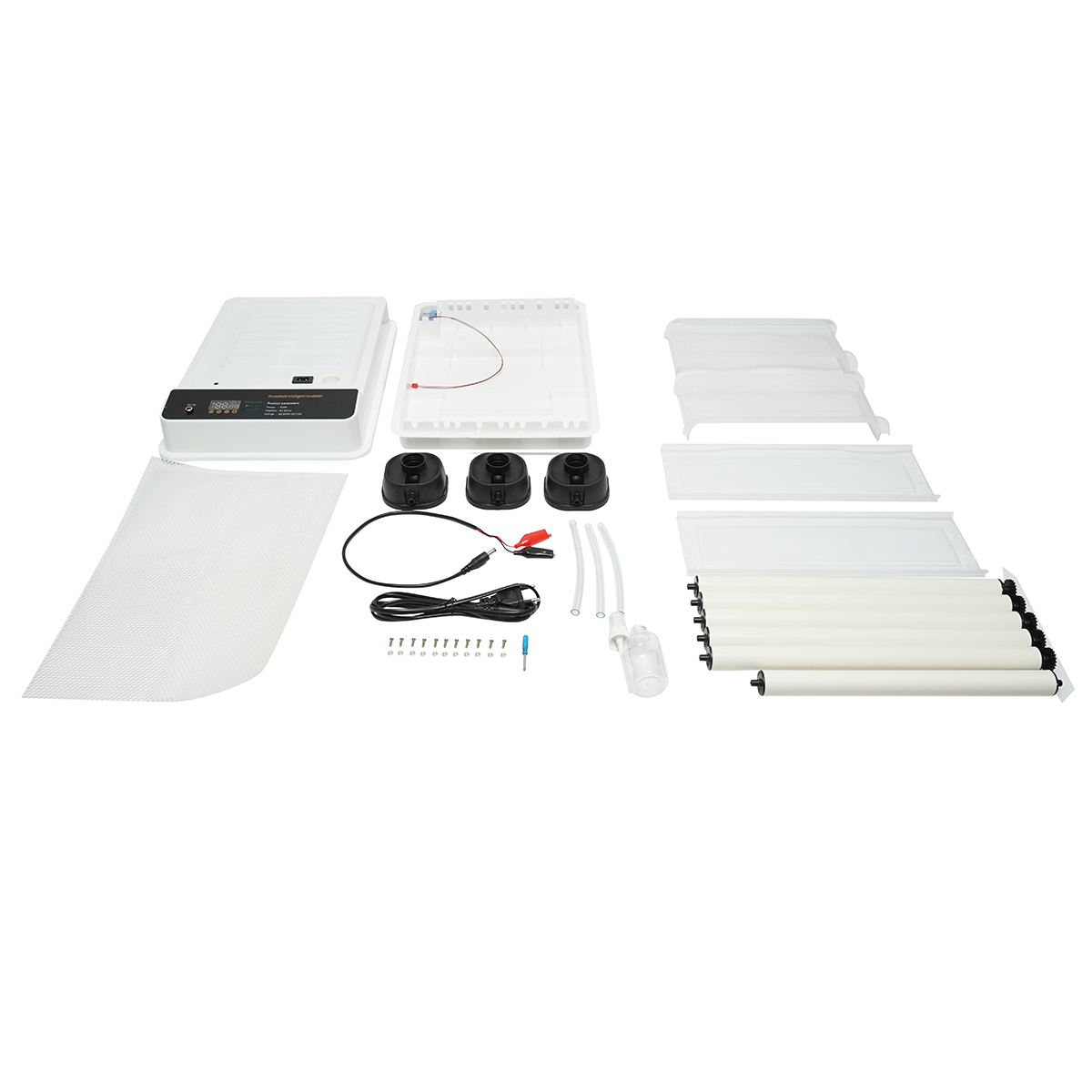 Incubator automat 30 oua 50W, 12V/220V AC-DC, rotire automata la 120 min, afisaj digital temperatura, ventilator, rezervor automat apa si control umiditate, iluminare, capac transparent