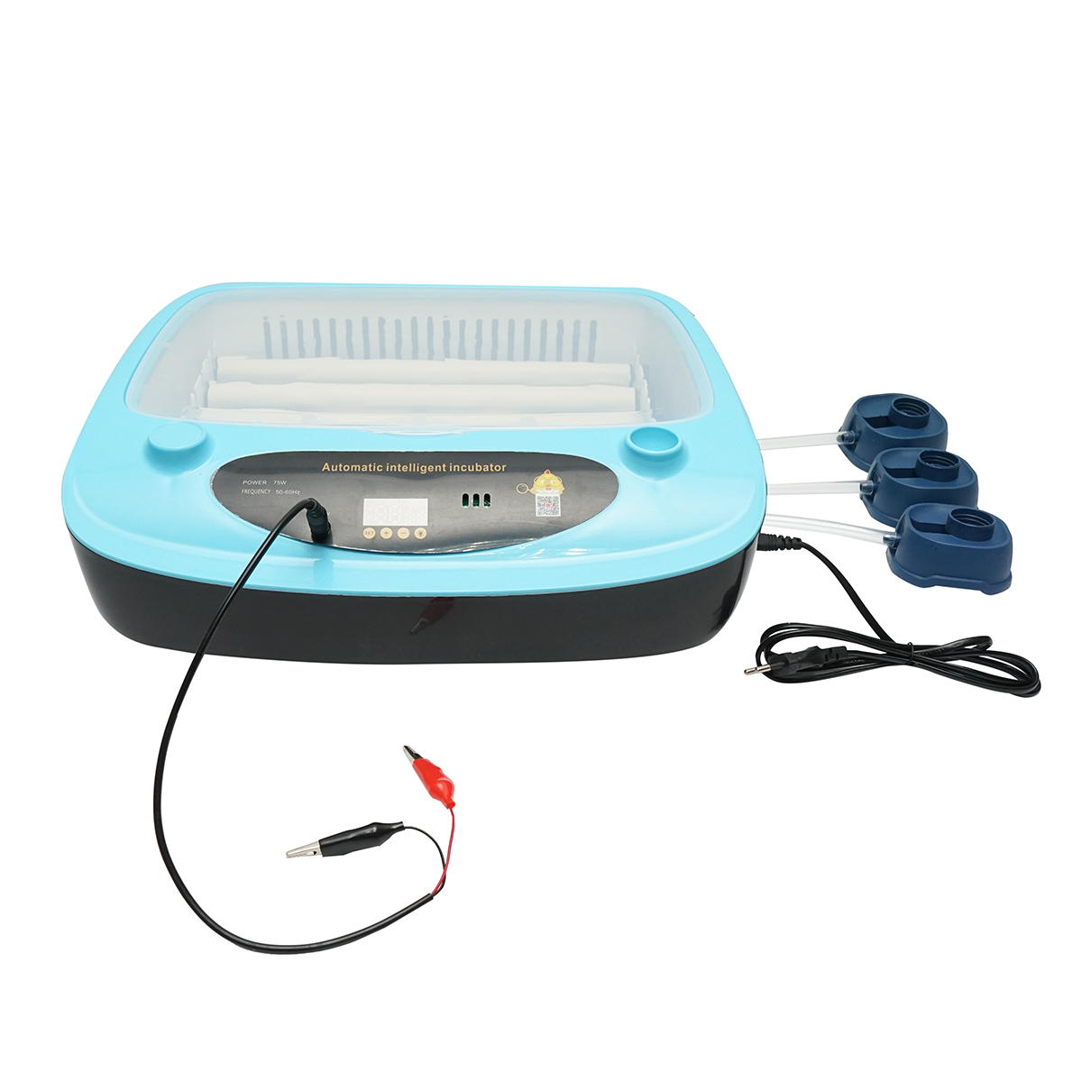 Incubator automat 24 oua 75W, 12V-220V cu rotire automata, control temperatura, umiditate, afisaj digital