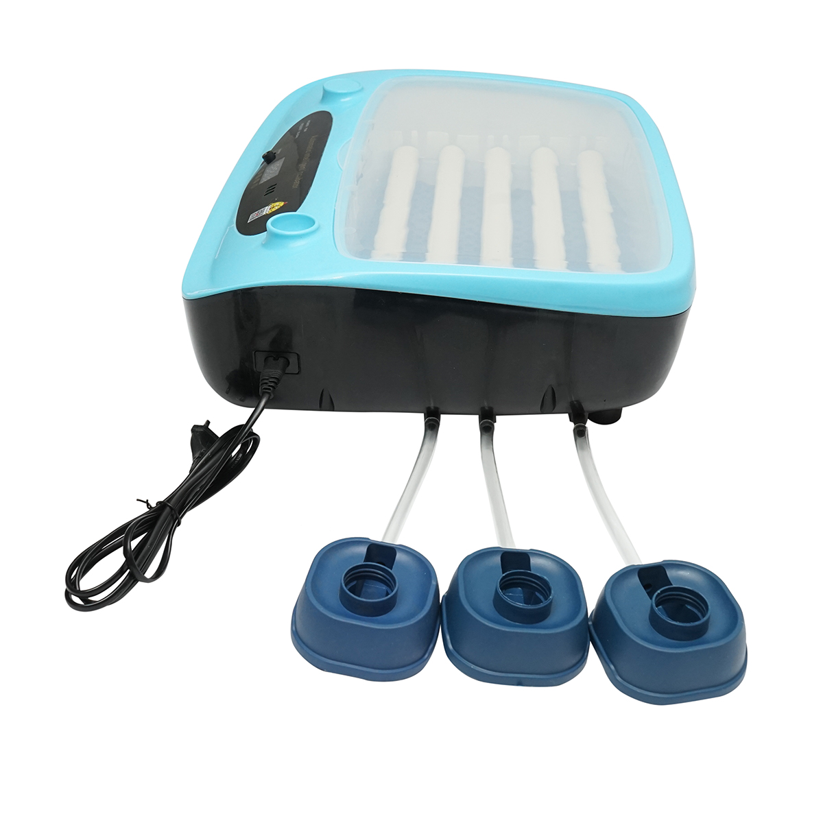 Incubator automat 24 oua 75W, 12V-220V AC220V/DC12V 50-60Hz, rotire automata la 120 min, control temperatura si umiditate, afisaj digital, rezervor automat apa, capac transparent