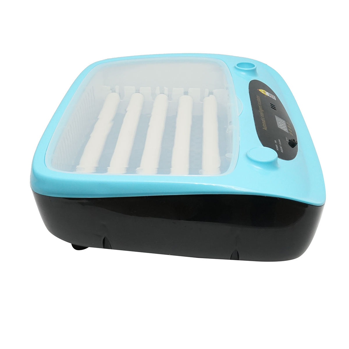 Incubator automat 24 oua 75W, 12V-220V AC220V/DC12V 50-60Hz, rotire automata la 120 min, control temperatura si umiditate, afisaj digital, rezervor automat apa, capac transparent