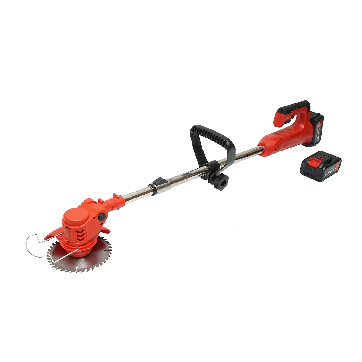 Motocoasa electrica extensibila 850W, 2 baterii Lithium 21V 3000 mAh, viteza 18000 r/min, disc 150 x 1.8 x 40T x 5mm, greutate 2.88 kg