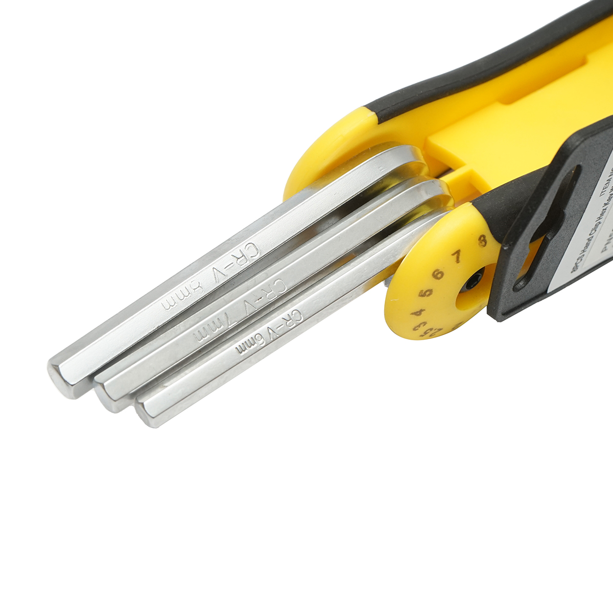 Set 8 chei imbus hexagonale pliabile cu maner tip briceag 2-8mm, otel crom-vanadiu Cr-V, duritate HRC 50-54, CROWNMAN