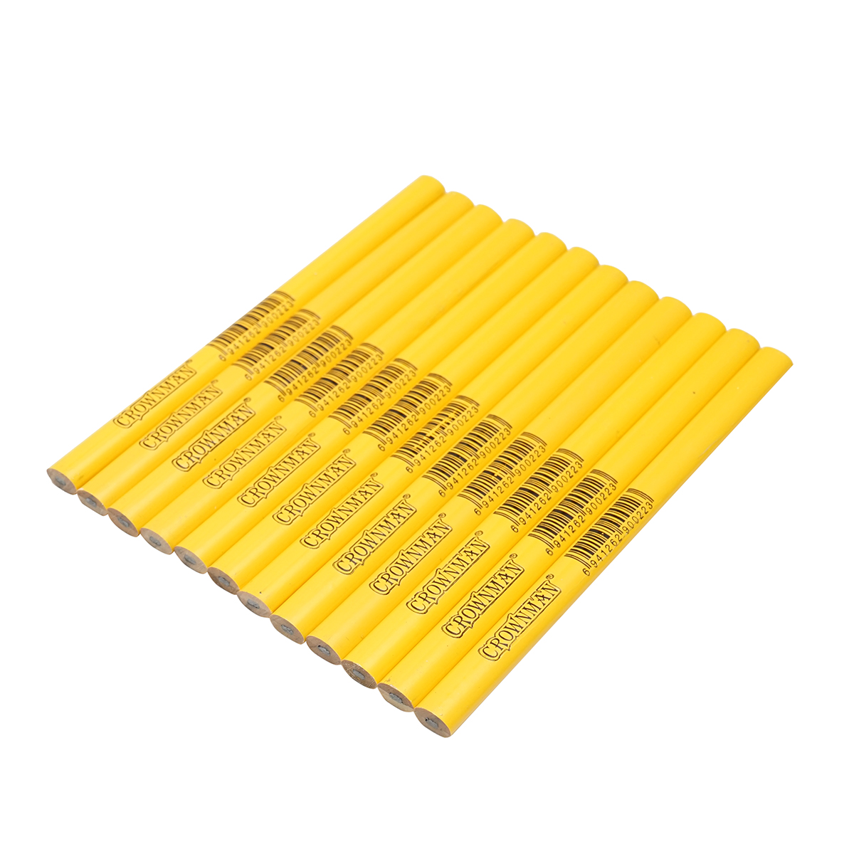 Set 12 creioane ovale tamplarie CROWNMAN, lemn, 17.8 cm, 4.2 x 2.2 mm, galben