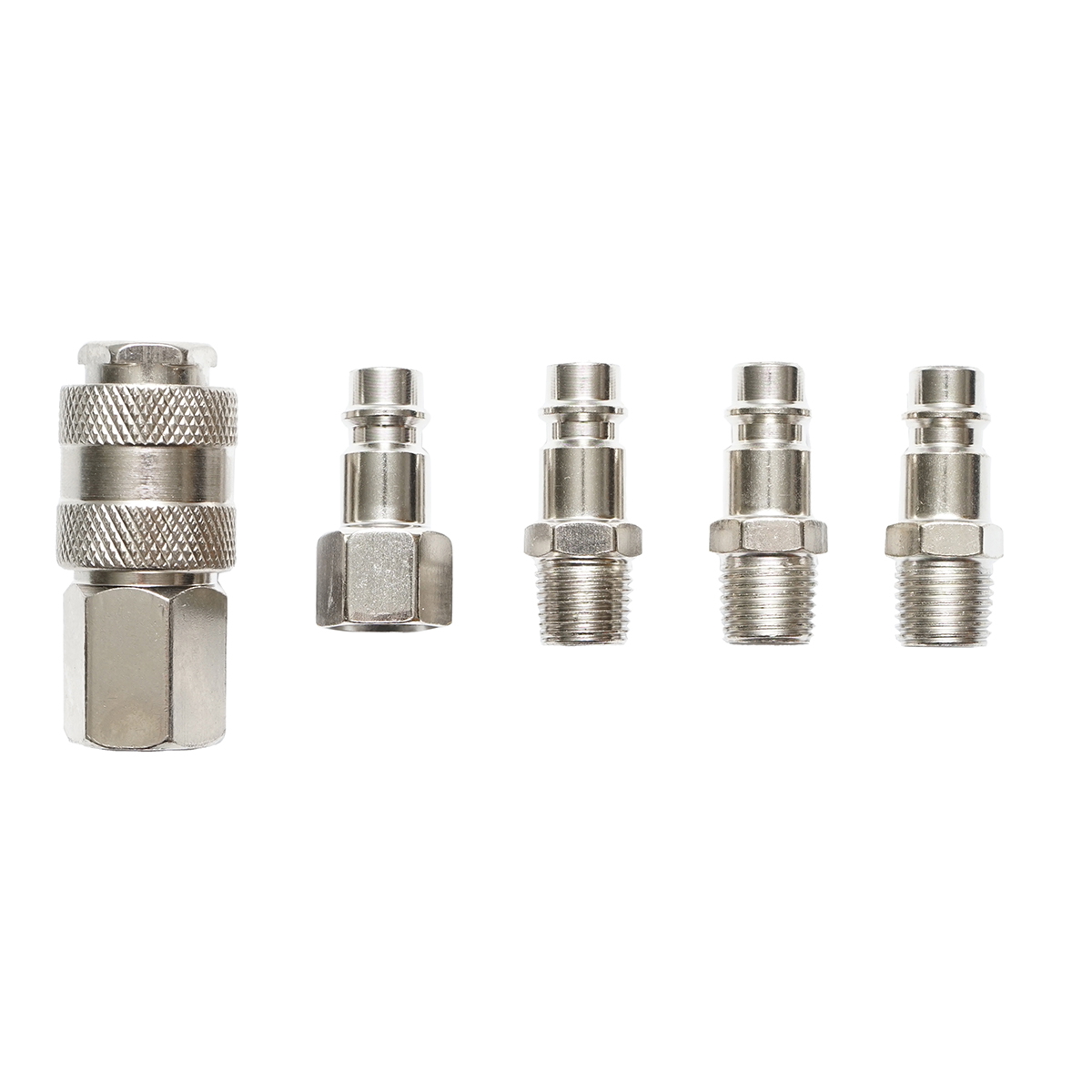 Set 5 cuple rapide CROWNMAN 1/4 BSPT: cupla rapida mama filet interior 1 buc, conector mama filet interior 1 buc, conector tata filet exterior 3 buc