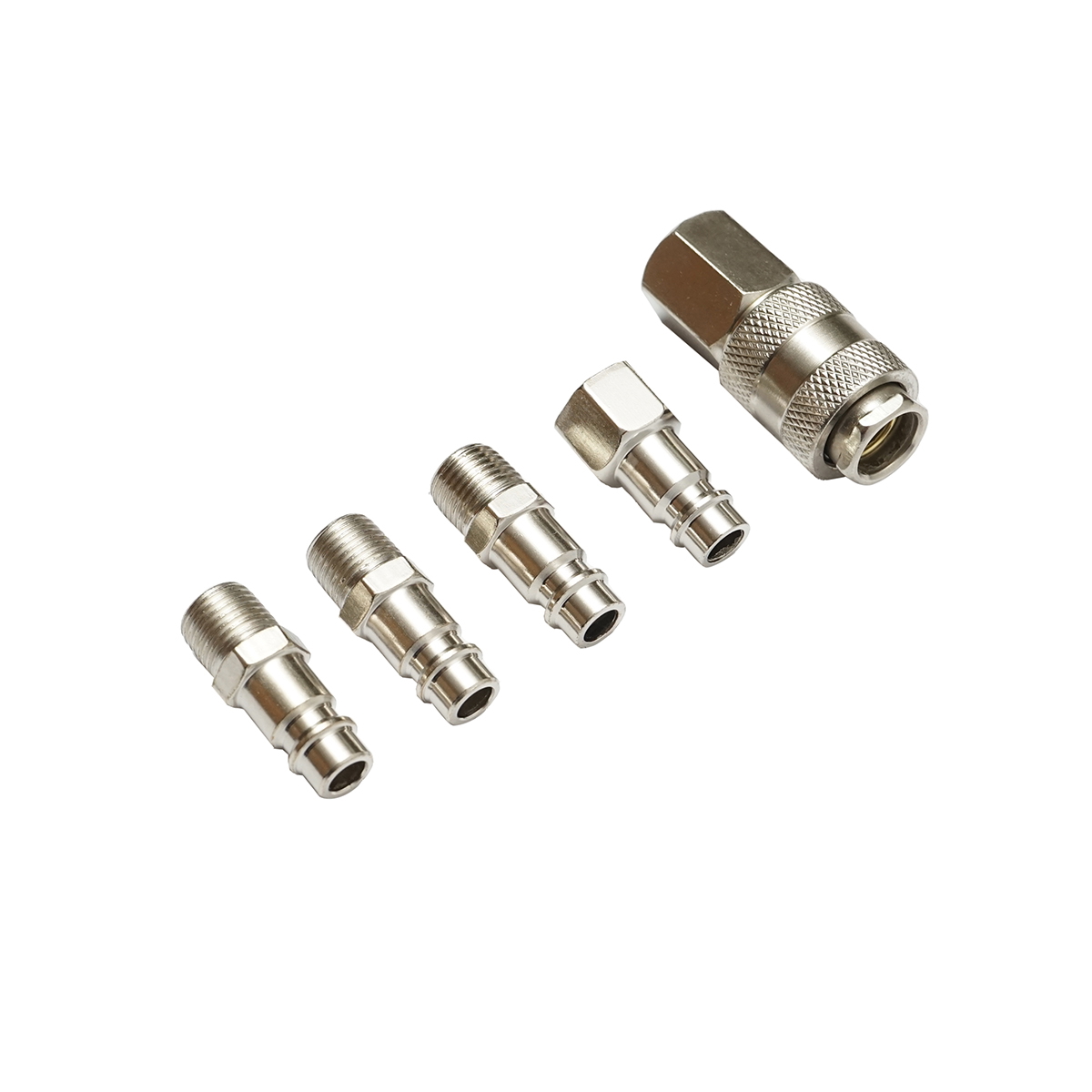 Set 5 cuple rapide CROWNMAN 1/4 BSPT: cupla rapida mama filet interior 1 buc, conector mama filet interior 1 buc, conector tata filet exterior 3 buc