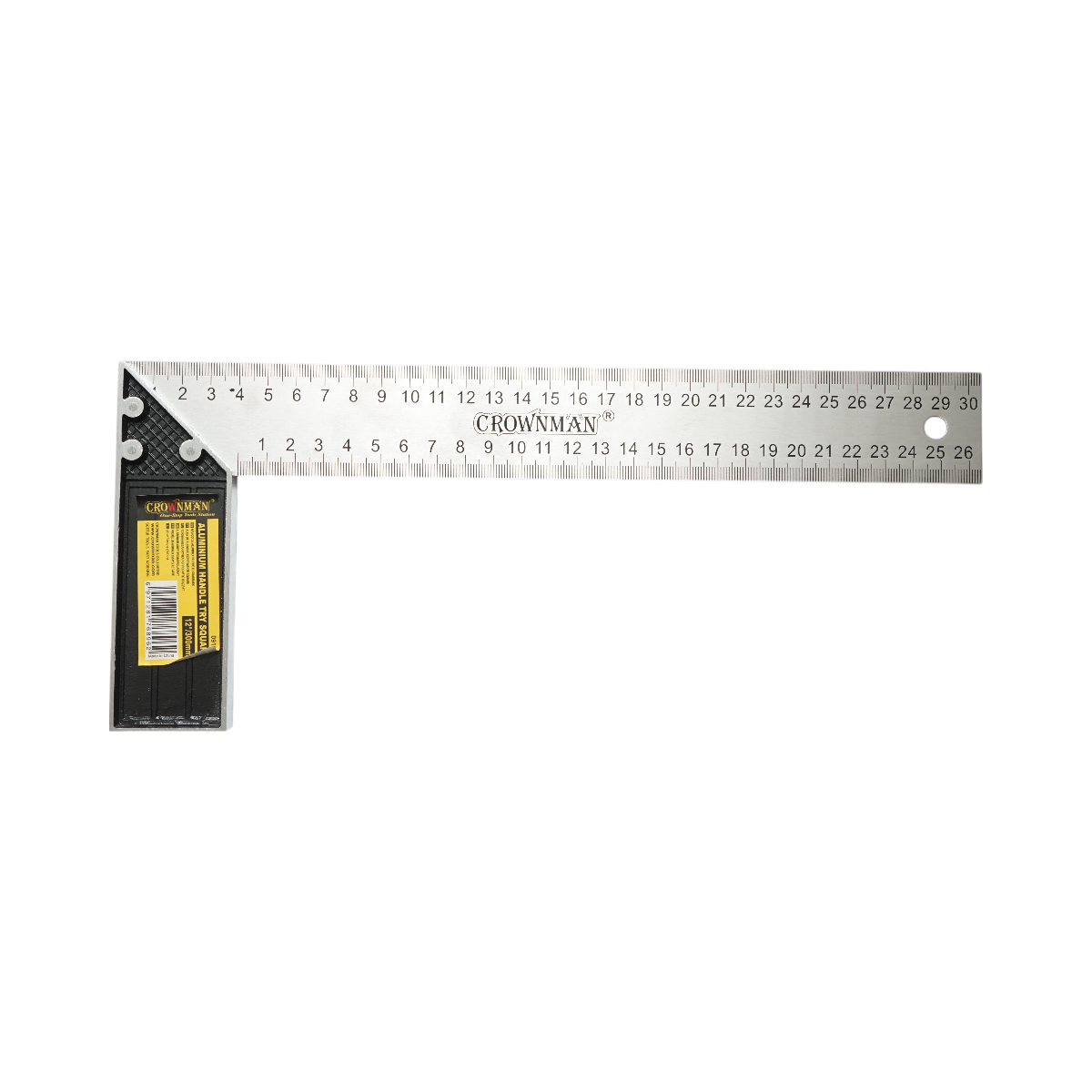 Echer tamplarie profesional Crownman 300 mm / 12 inch, rigla OTEL carbon, maner ALUMINIU, scara masurare mm/cm/inch