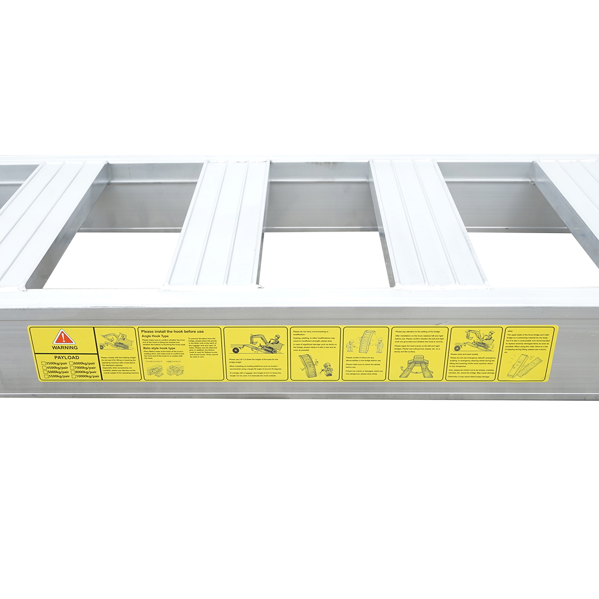 Set 2 rampe pliabile aluminiu, sarcina maxima 1 Tona, 250x60x10.5 cm, pentru incarcare/descarcare