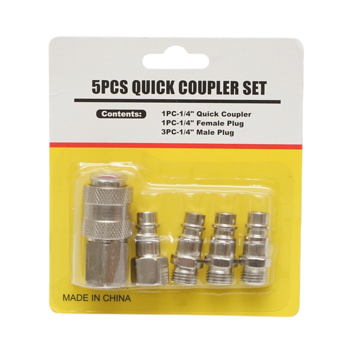 Set 5 cuple rapide 1/4 pentru furtun aer comprimat si scule pneumatice, filet 1/4: cupla rapida mama 1 buc, conector mama 1 buc, conector tata 3 buc