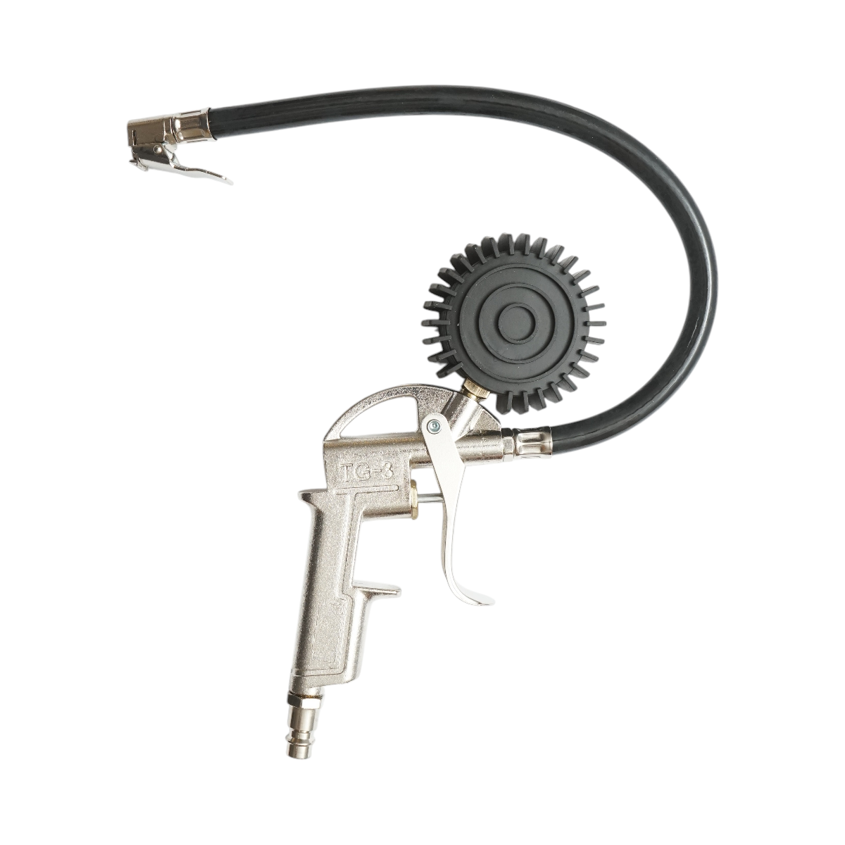 Pistol umflat roti cu furtun si manometru mecanic, 0-15 bar, racord alimentare aer 1/4, afisaj 0-220 PSI / 0-15 Kg/cm2 / 0-1500 KPa