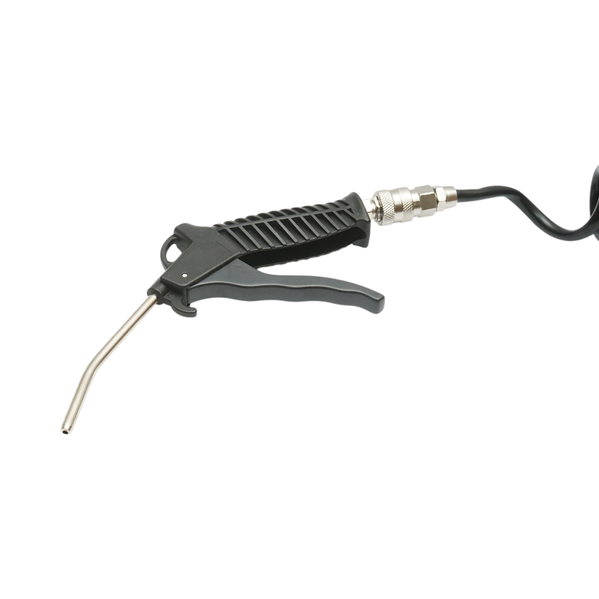 Pistol suflat aer comprimat 120 mm cu furtun spiralat PU (Poliuretan) 5 m, mufa rapida tip T, cupla rapida pistol mama cu valva