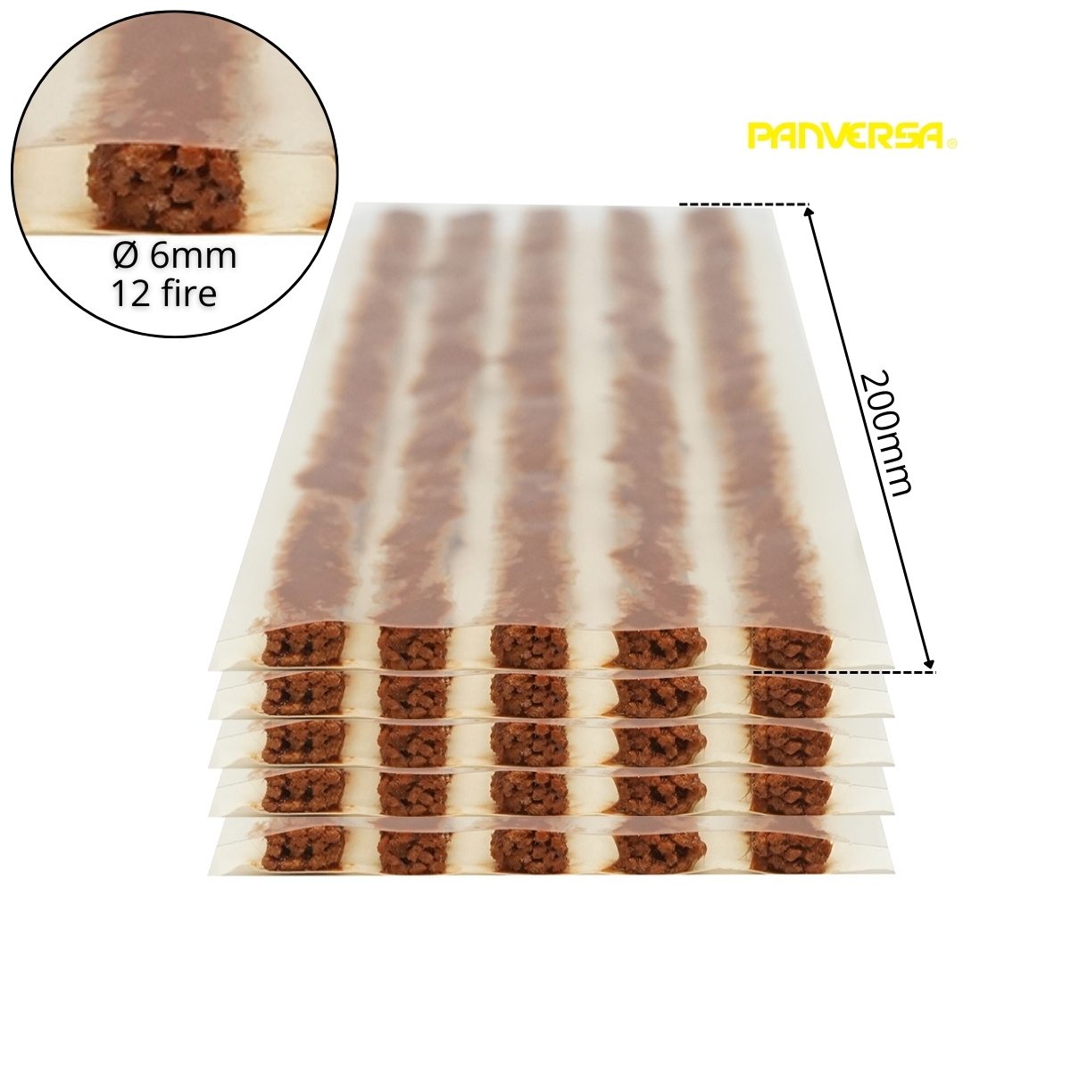 Snur vulcanizare anvelope tubeless 200mm 6mm 12 fire, 25 buc/cutie S-200 Panversa - snururi profesionale reparatii rapide fara demontare