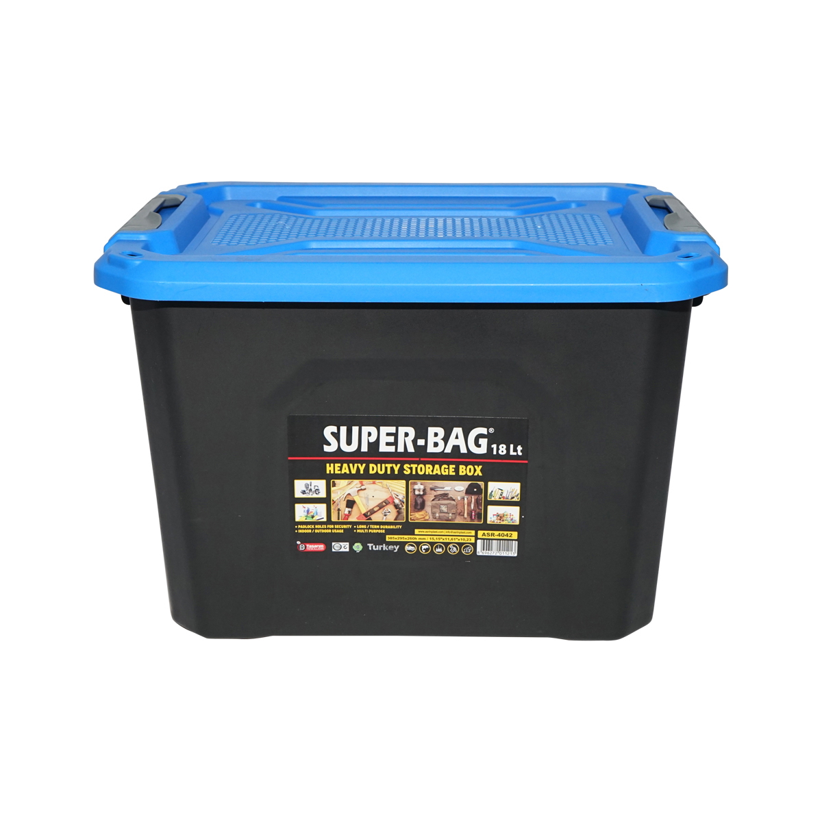 Cutie, lada depozitare heavy duty 18L cu capac, albastra, 385x295x260 mm, Breckner Germany