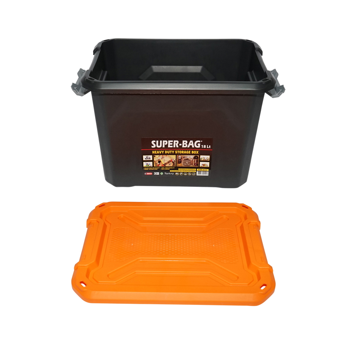 Cutie/Lada depozitare heavy duty 18L cu capac, portocalie, 385x295x260mm, Breckner Germany