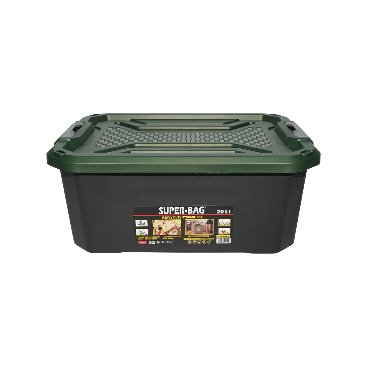 Cutie depozitare heavy duty 20L cu capac, verde 490x380x200 mm Breckner Germany