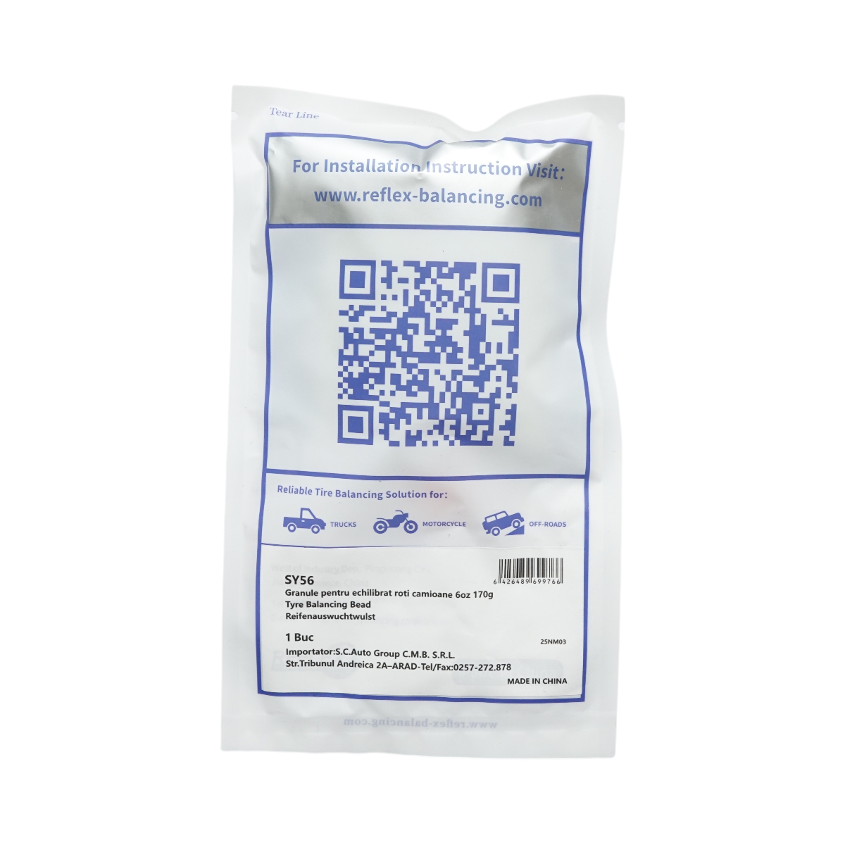 Granule echilibrat roti camioane, auto-moto si off-road 170g (6oz) - instalare usoara, consum redus, prelungeste durata de viata a anvelopelor, produs ecologic