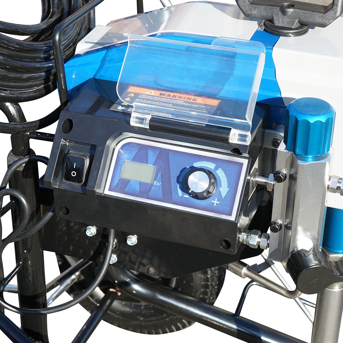 Pompa de vopsit airless profesionala cu piston M32H, motor fara perii 2.6 kW, 220-240V, 3.2 L/min, 227 bar, duza 517 (0.017), furtun 15 m, carucior inalt, 38 kg