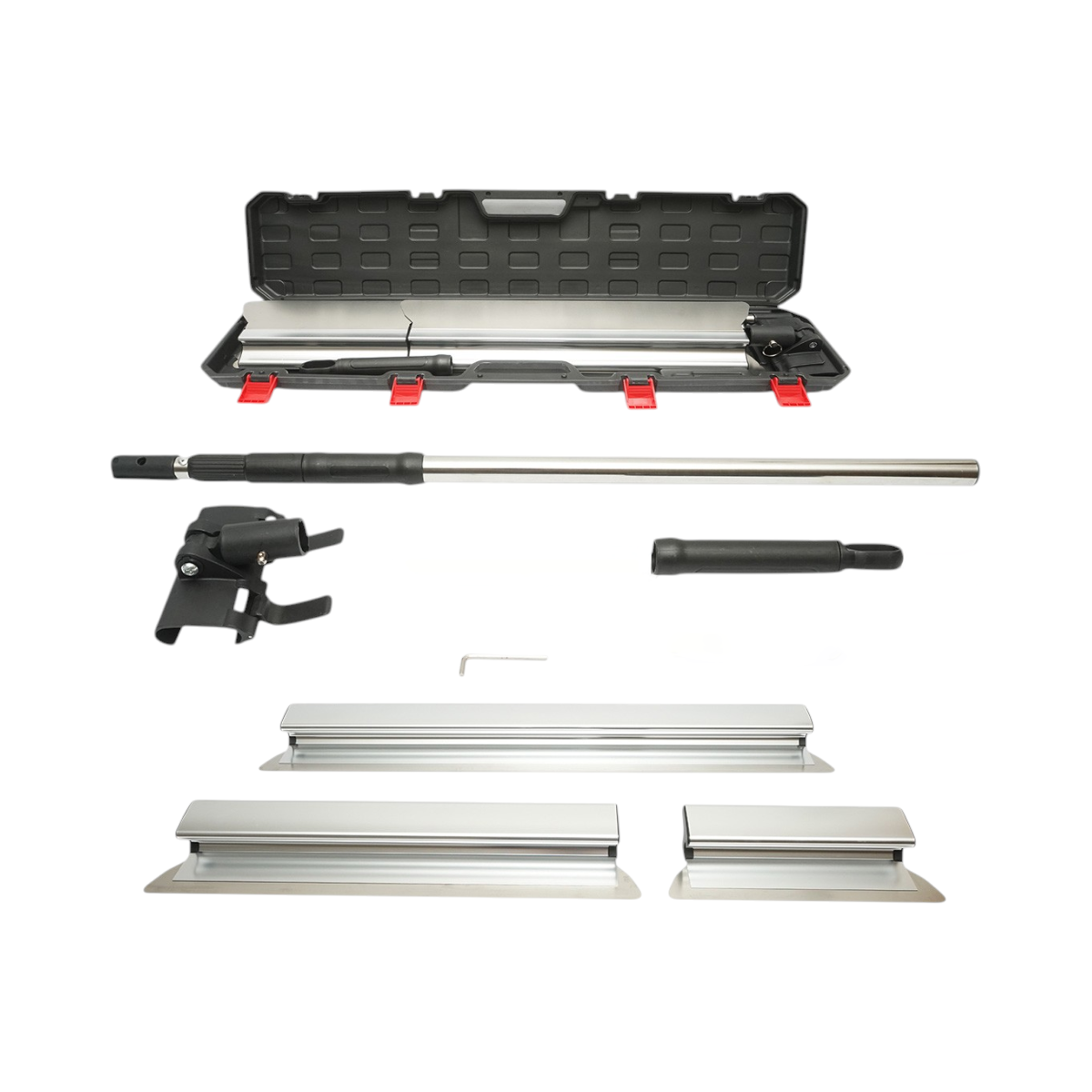 Set 3 gletiere profesionale INOX pentru glet 30/55/100 cm, lame 8.8 cm, suport cu maner telescopic 85-200 cm, pentru pereti si tavane