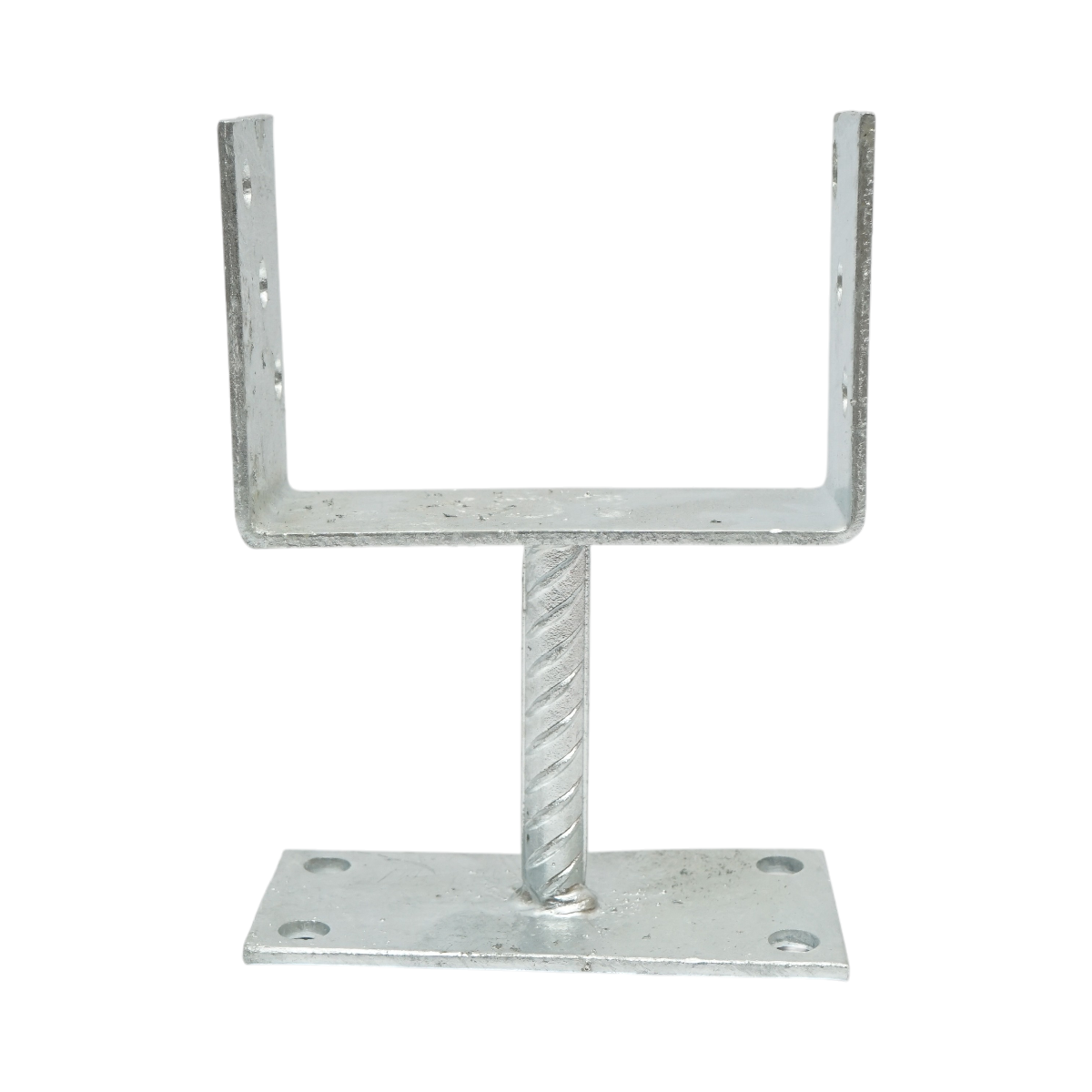 Papuc reazem cu talpa fixa din Otel zincat 141x60x102 mm, grosime 5 mm, inaltime totala 205 mm, talpa 70x150 mm, tija 101 mm