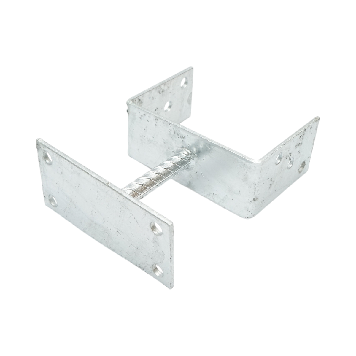 Papuc reazem cu talpa fixa din Otel zincat 141x60x102 mm, grosime 5 mm, inaltime totala 205 mm, talpa 70x150 mm, tija 101 mm