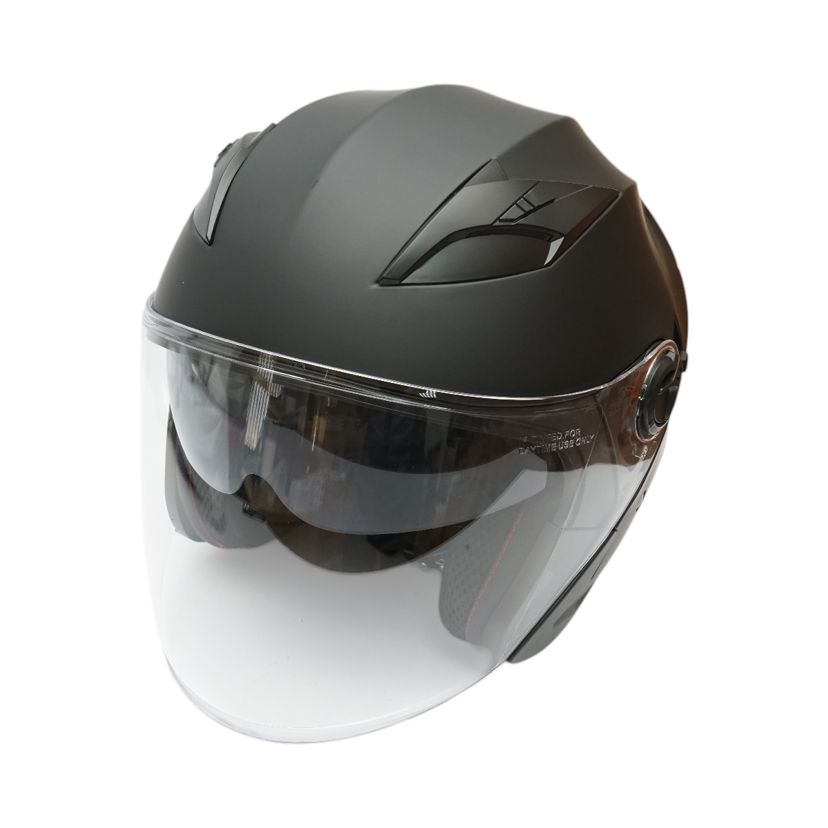 Casca moto tip jet neagra, model urban cu viziera transparenta si ochelari de soare, marimea L