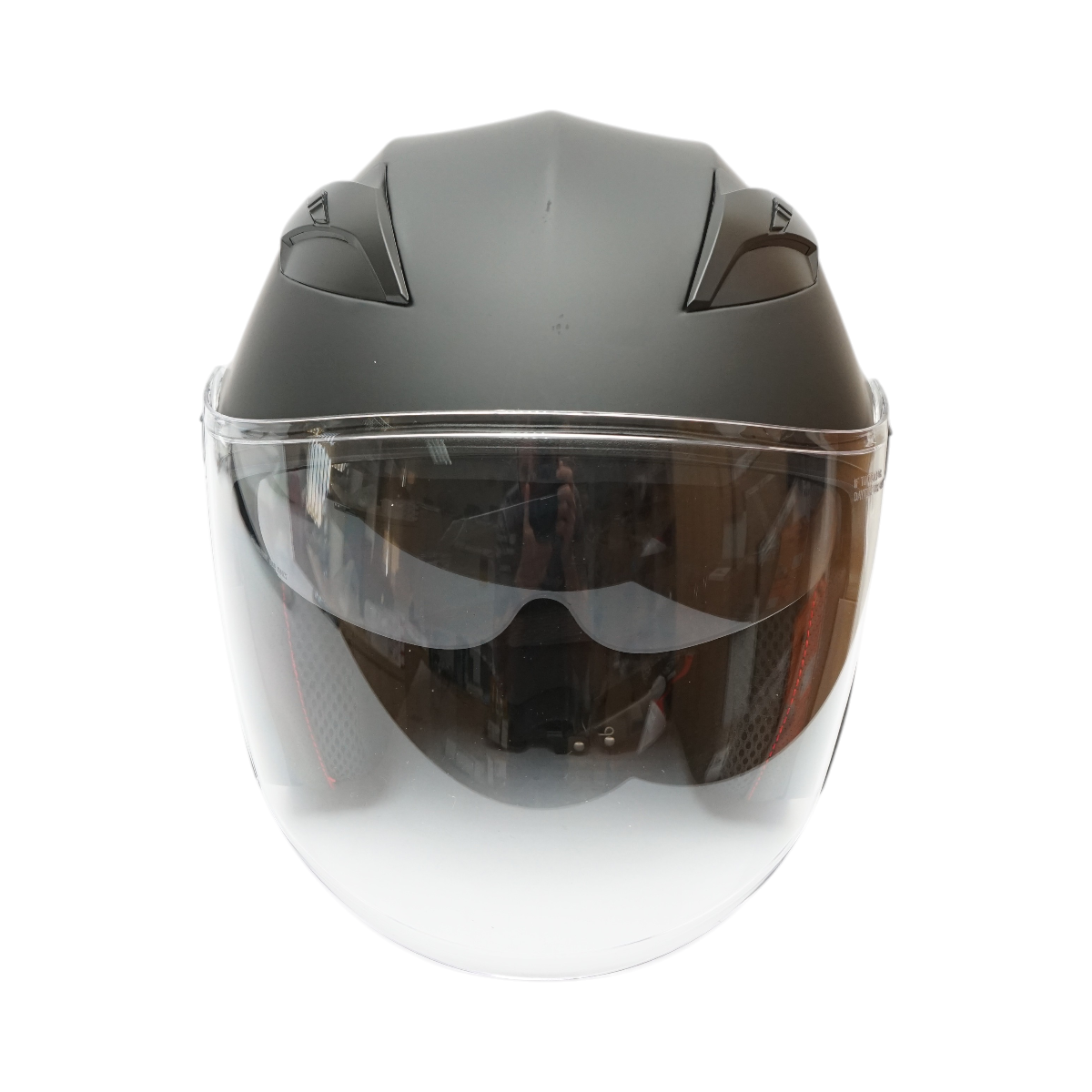 Casca moto tip jet neagra, model urban cu viziera transparenta si ochelari de soare, marimea L