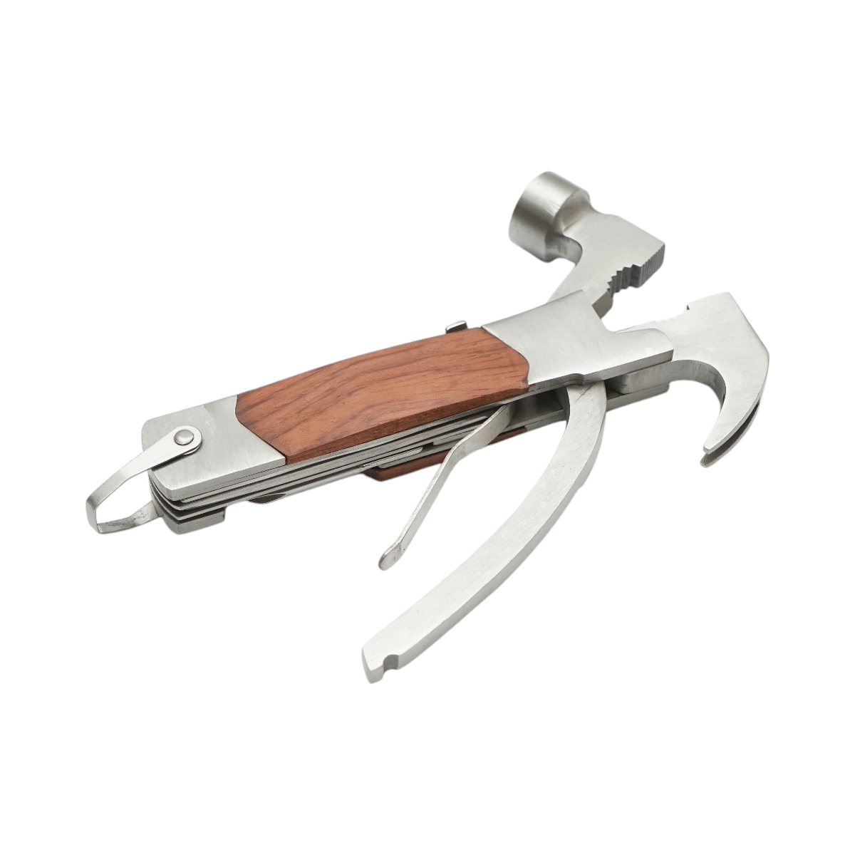 Cleste multifunctional pliabil 8 in 1 din otel inoxidabil, maner din lemn, 210 mm