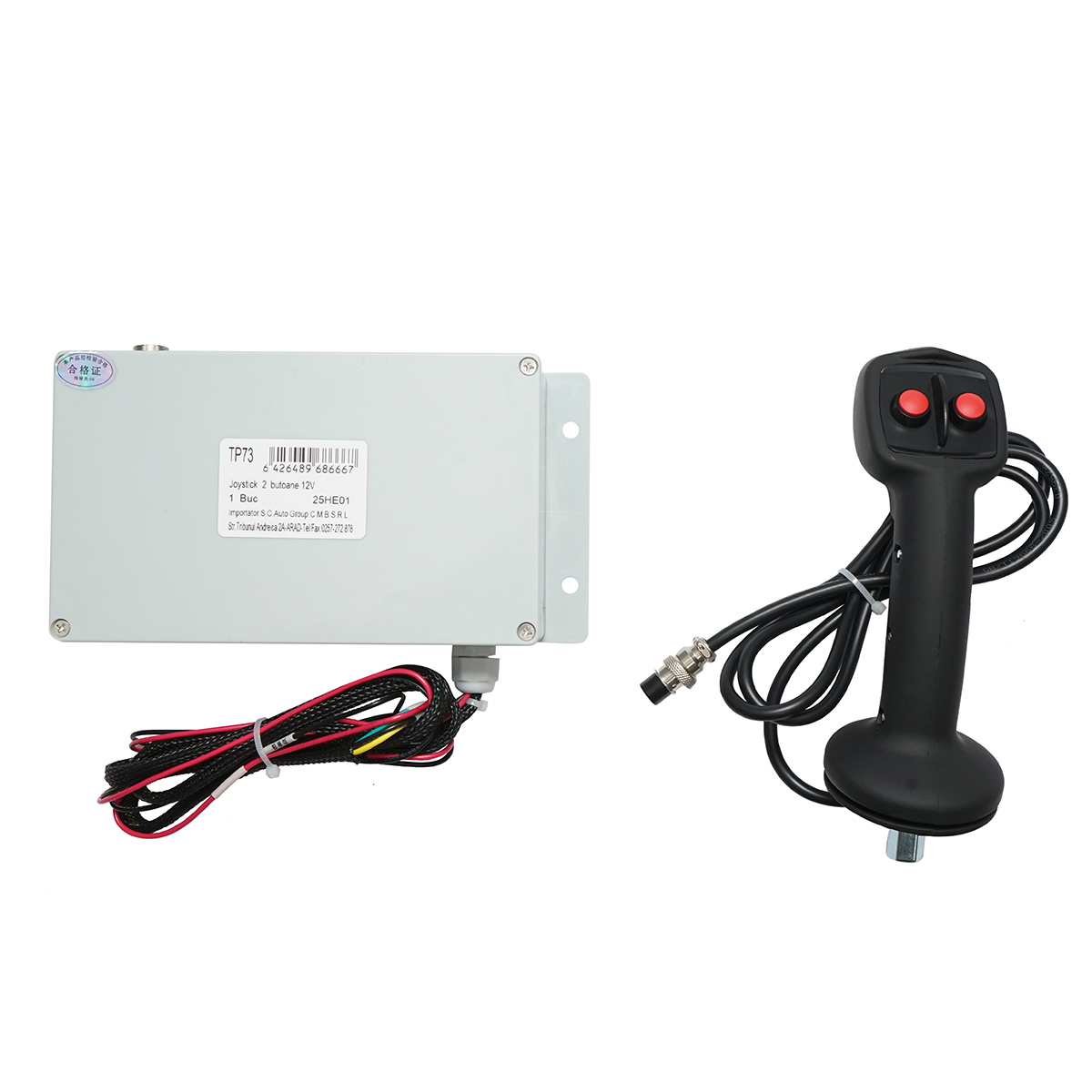 Joystick electric cu modul de comanda 12V, 2 butoane