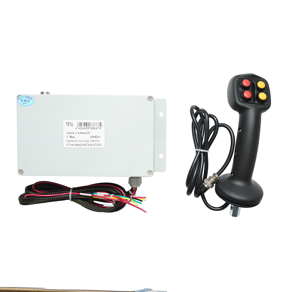 Joystick electric 24V cu modul de comanda, 4 butoane