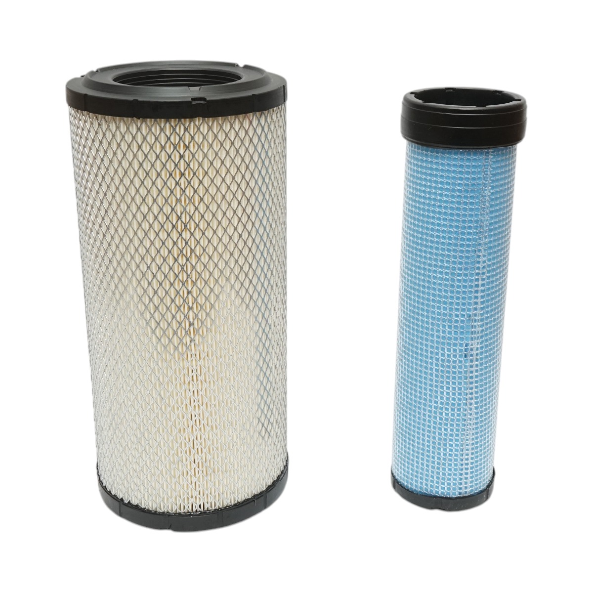 Set filtru aer interior si exterior OEM C17337/2 CF990/2 KA160089 pentru Bobcat, Case, Caterpillar, Deutz, Fiat, John Deere si alte modele compatibile; FILTRU INTERIOR 352 mm, Dint 93 mm, Dext 161 mm