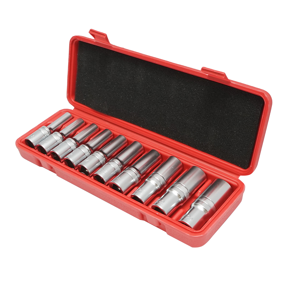 Trusa chei tubulare E-Torx E8-E24, patrat 1/2 inch, 10 piese (E8, E10, E11, E12, E14, E16, E18, E20, E22, E24)