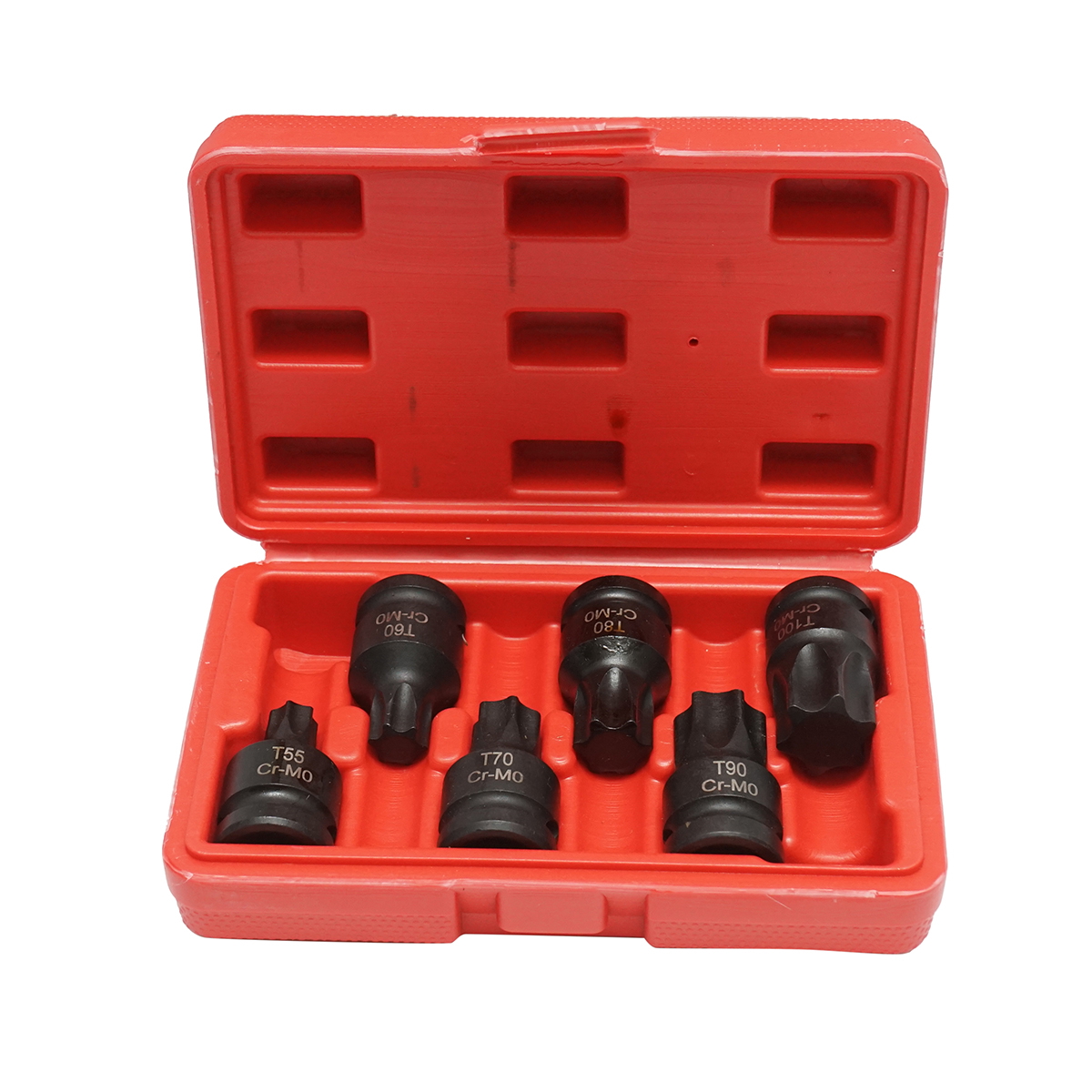 Trusa chei tubulare de impact Torx Spline T55-T100, patrat 1/2 inch, 6 piese, material Cr-Mo (T55, T60, T70, T80, T90, T100)
