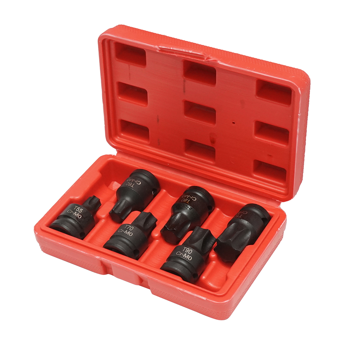 Trusa chei tubulare de impact Torx Spline T55-T100, patrat 1/2 inch, 6 piese, material Cr-Mo (T55, T60, T70, T80, T90, T100)
