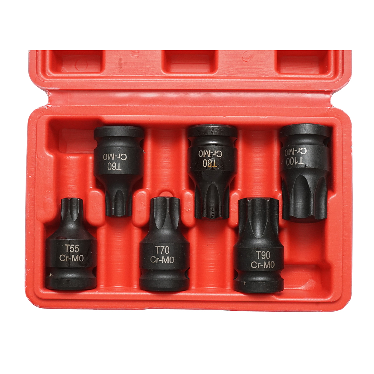 Trusa chei tubulare de impact Torx Spline T55-T100, patrat 1/2 inch, 6 piese, material Cr-Mo (T55, T60, T70, T80, T90, T100)