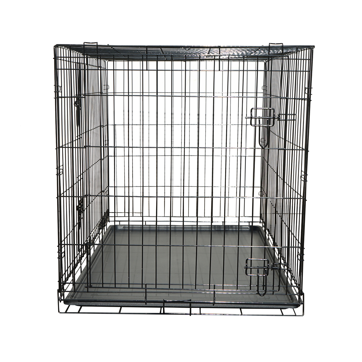 Cusca transport animale pliabila din metal, 2 usi, tava detasabila, maner, 122x75.5x84 cm