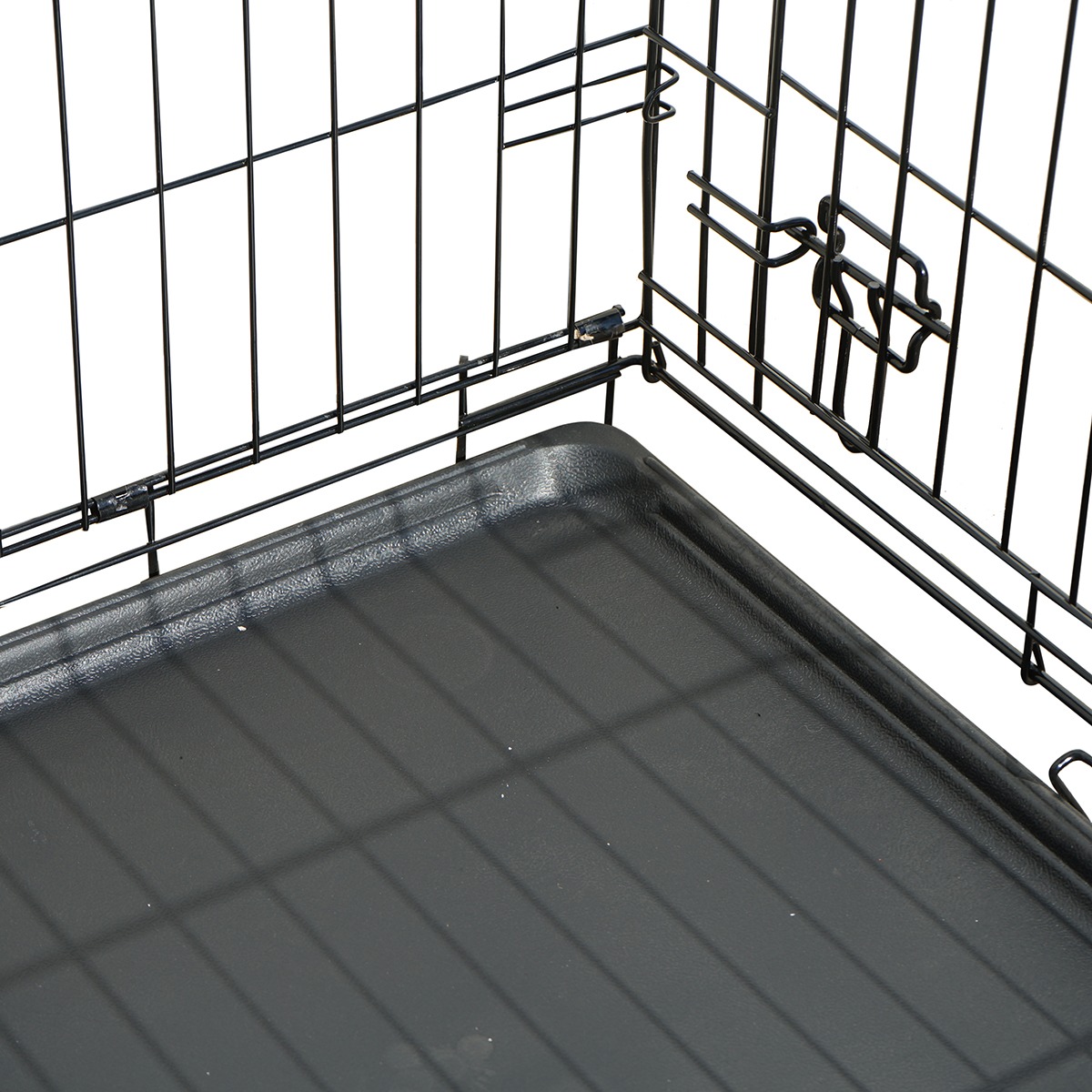 Cusca transport animale pliabila din metal, 2 usi, tava detasabila, maner, 122x75.5x84 cm