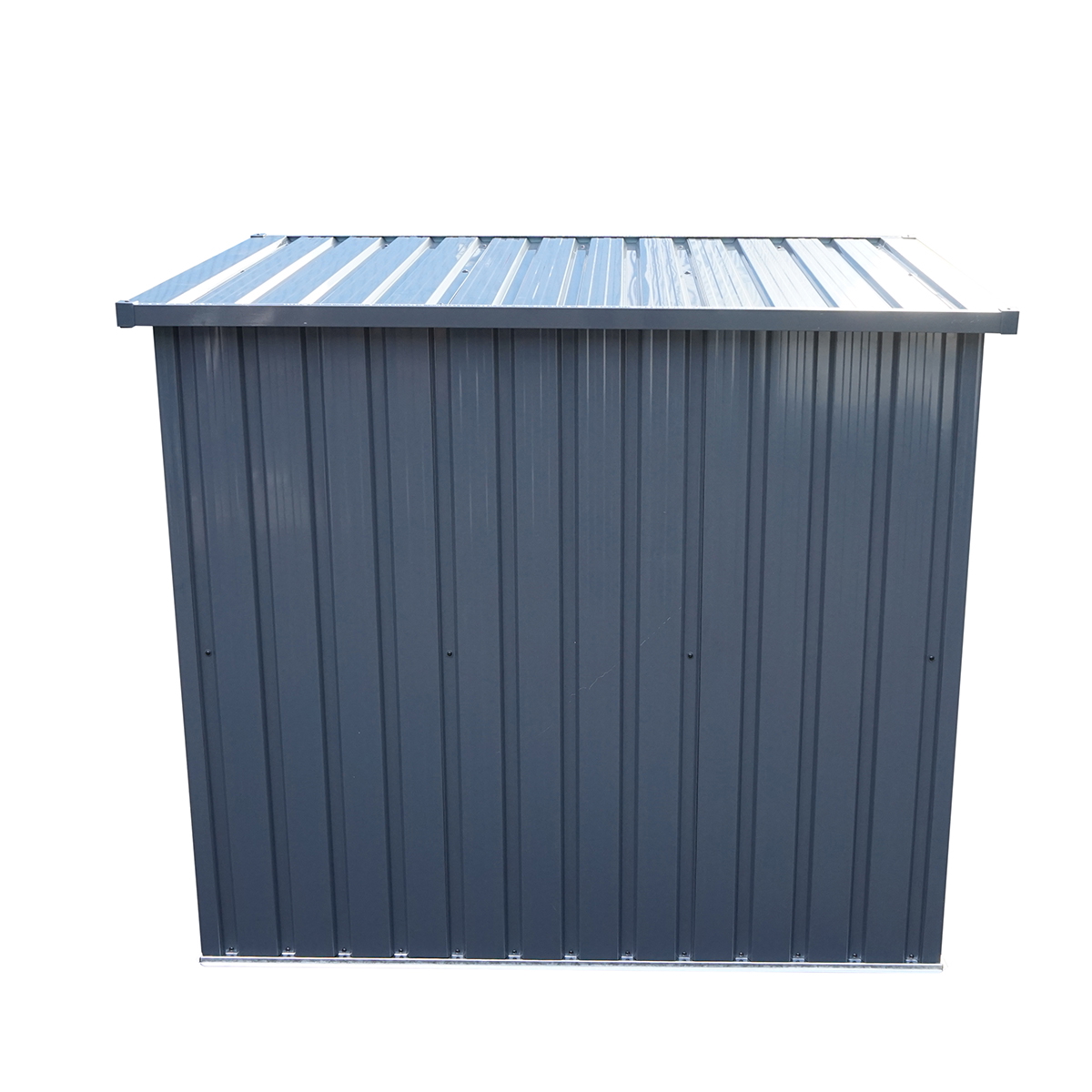 Magazie metalica pubele gunoi 86x147x134 cm, otel galvanizat, 2 usi, grosime profile 0.6 mm, grosime panouri 0.25 mm, baza 76x141 cm, inaltime spate 122 cm