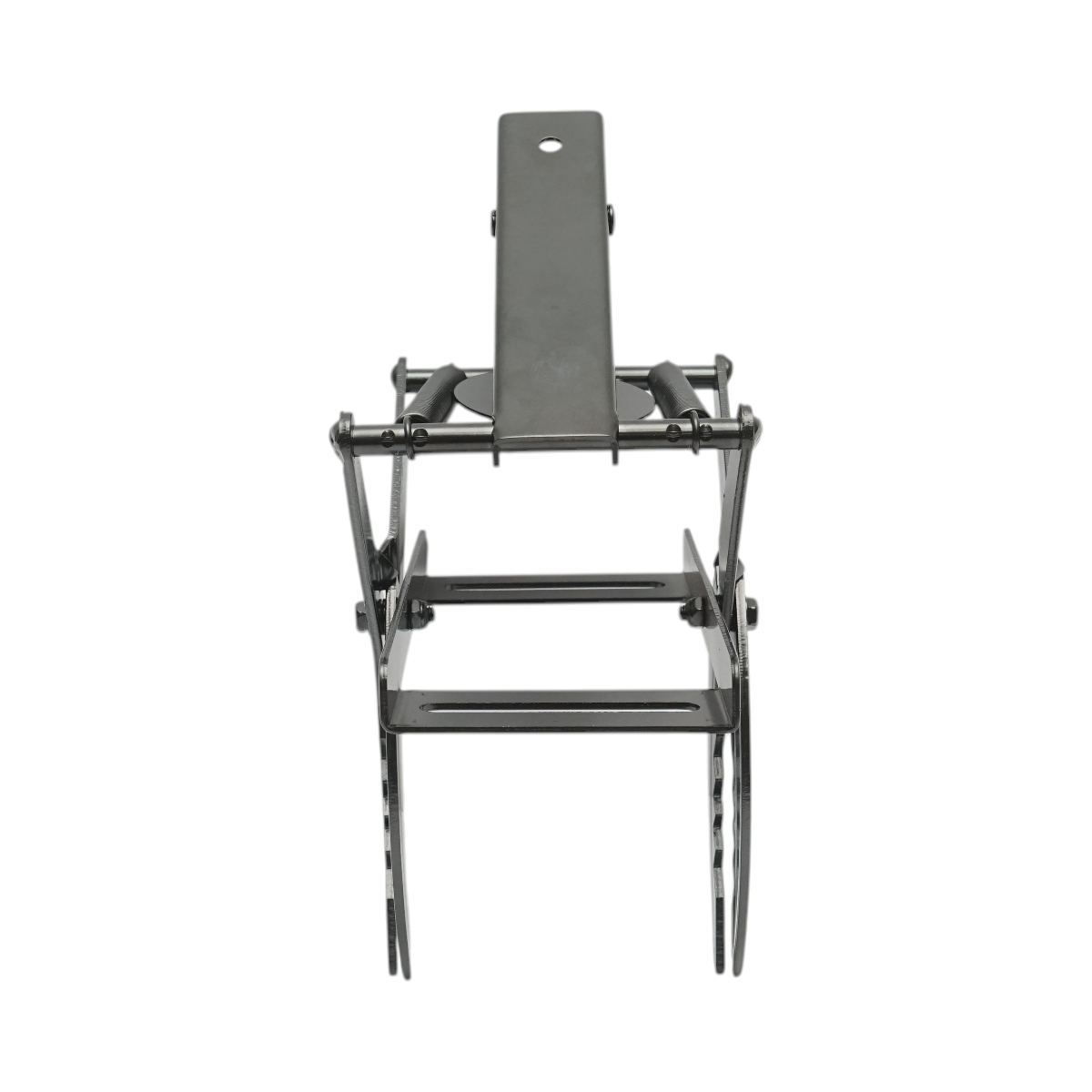 Capcana otel profesionala tip cleste cu falci zimtate, arc dublu si declansare centrala prin disc metalic, 30 x 15 x 20 cm, pentru cartite, popandai, sobolani de camp si soareci de camp