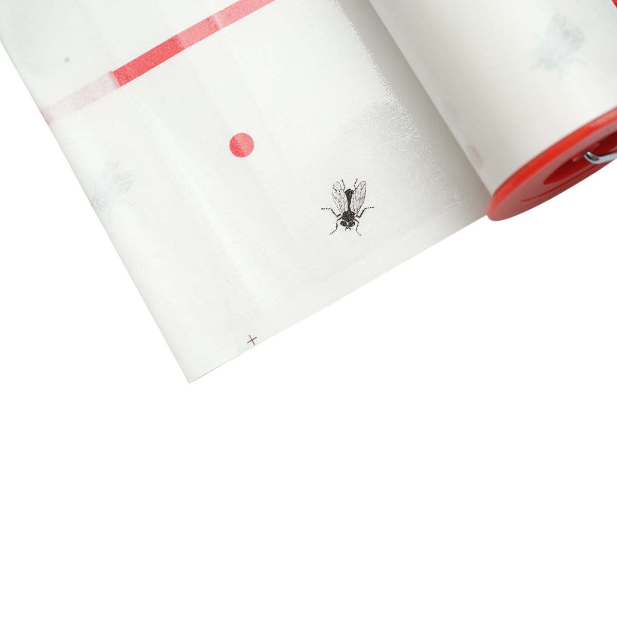 Capcana adeziva cu lipici pentru muste si insecte zburatoare 25cm x 10m, banda adeziva inodora, ecologica, pentru interior/exterior