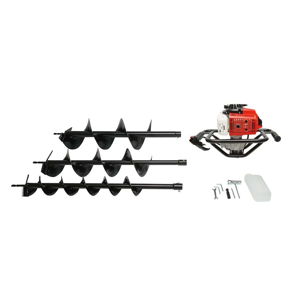 Motoburghiu pamant pe benzina THOR 2 timpi, 52 cm3, 2.8 CP, 9500 rpm, rezervor 1.2 L, 17.5 kg, 3 burghie incluse 100/150/200 mm