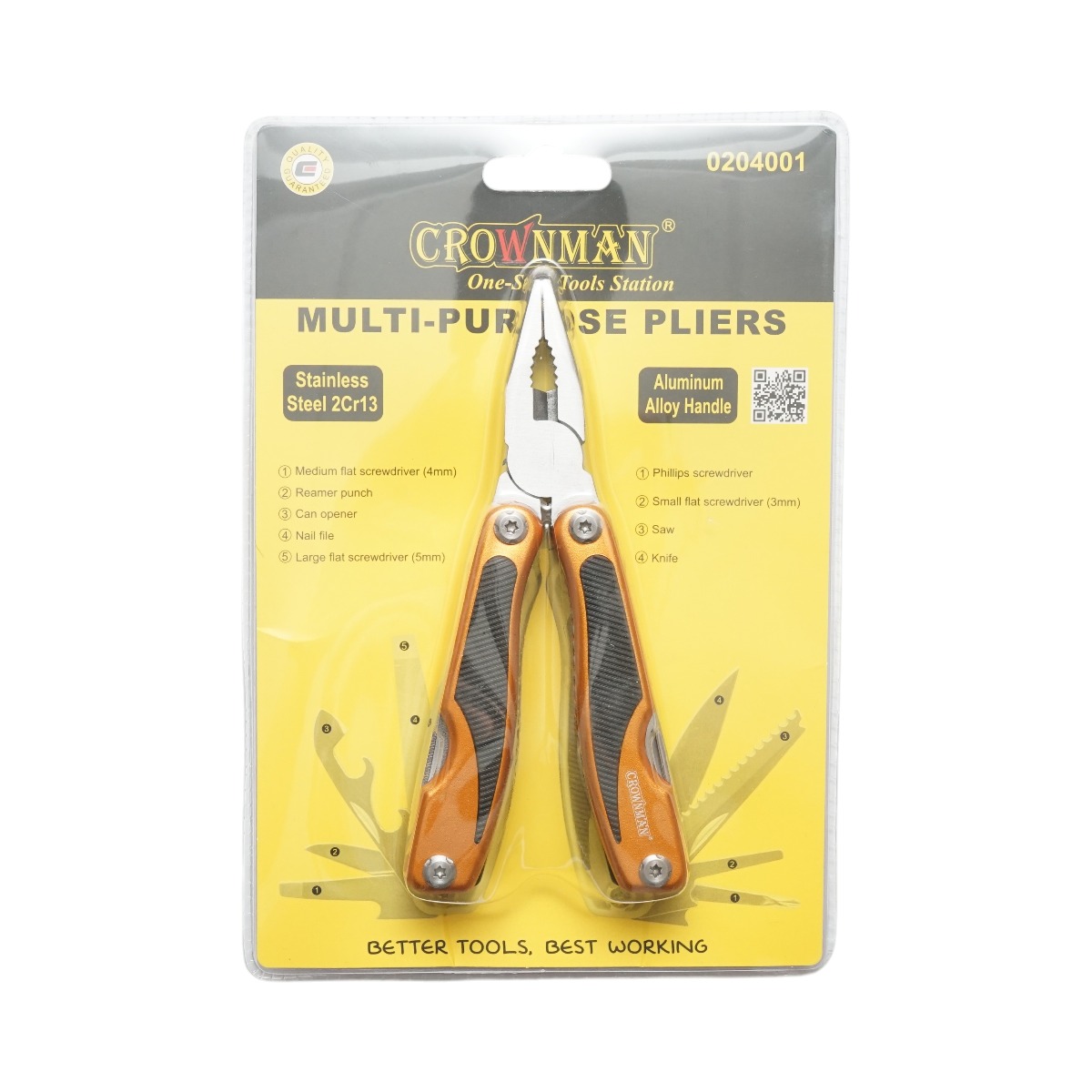 Cleste multifunctional pliabil 9 in 1 din otel inoxidabil 160 mm Crownman