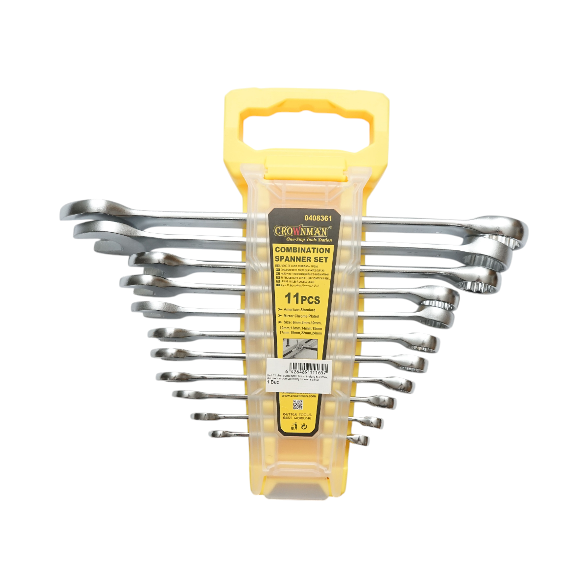 Set chei combinate fixe si inelare CROWNMAN, otel carbon, 11 piese, 6-24mm (6, 8, 10, 12, 13, 14, 15, 17, 19, 22, 24mm)