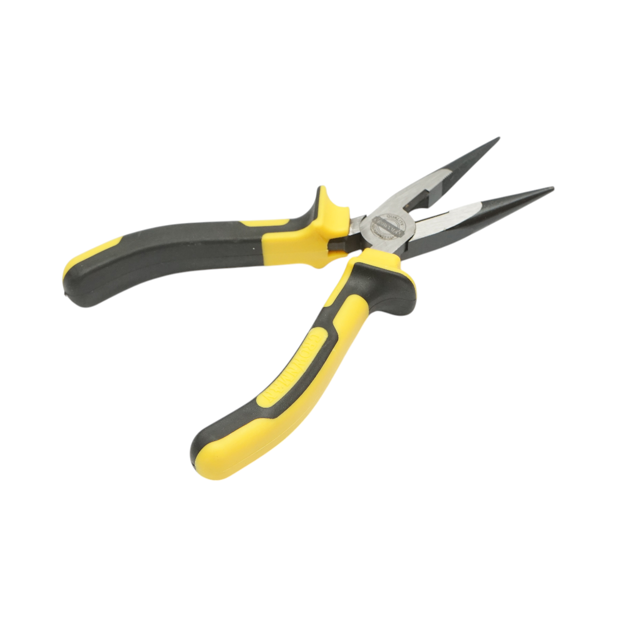 Cleste patent cu varf lung ascutit 165 mm profesional Crownman, Cr-V (otel crom-vanadiu), maner TPR