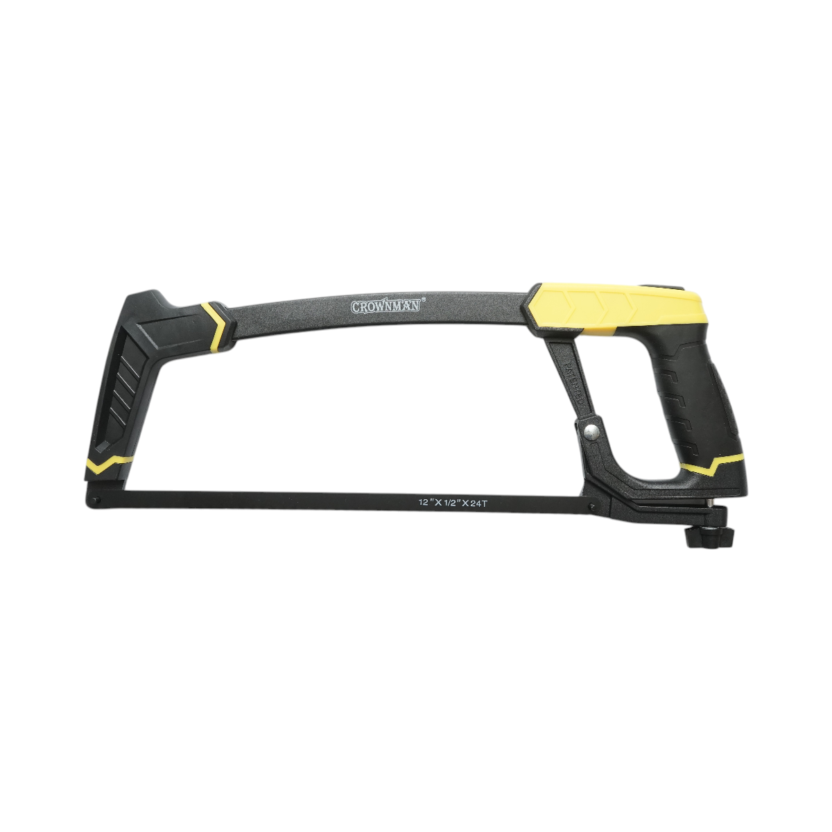 Fierastrau bomfaier manual Crownman, lama 300 mm, cadru din aluminiu turnat, lama din otel carbon 24 T/inch, maner TPR, pentru taiere metal, otel, lemn, tevi, materiale dure