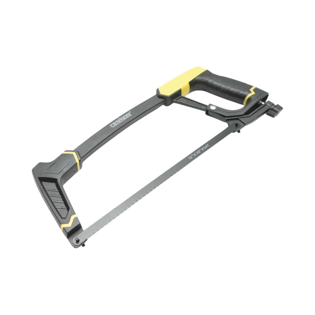 Fierastrau bomfaier manual Crownman, lama 300 mm, cadru din aluminiu turnat, lama din otel carbon 24 T/inch, maner TPR, pentru taiere metal, otel, lemn, tevi, materiale dure