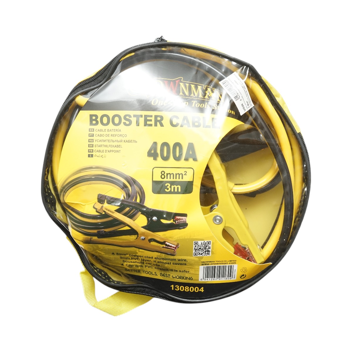 Cabluri transfer curent auto Crownman 400A, lungime 3 m, sectiune cablu 8 mm