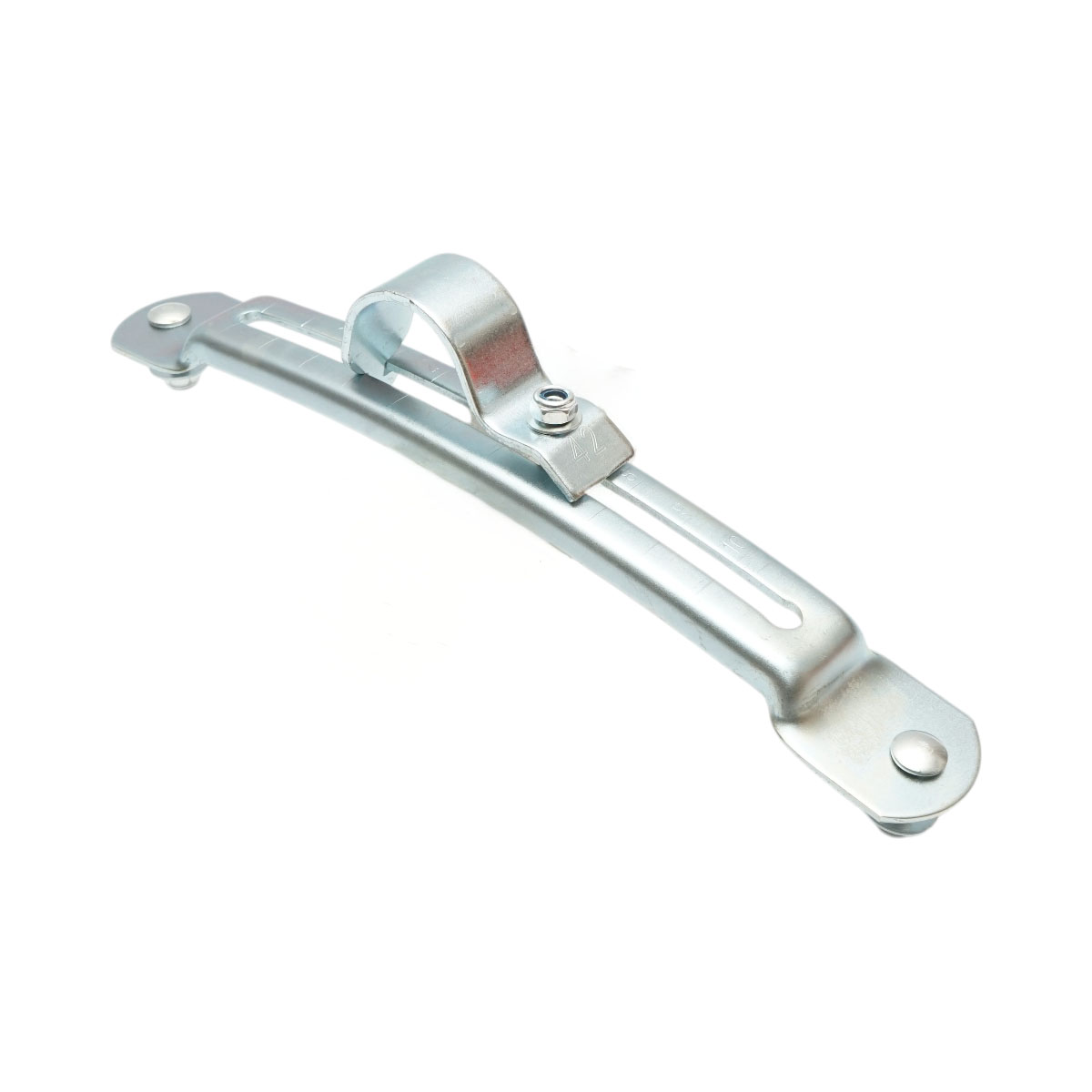 Suport prindere aparatoare noroi camion STANGA, otel zincat, distanta intre gauri 310 mm, diametru teava 42 mm, latime 40 mm