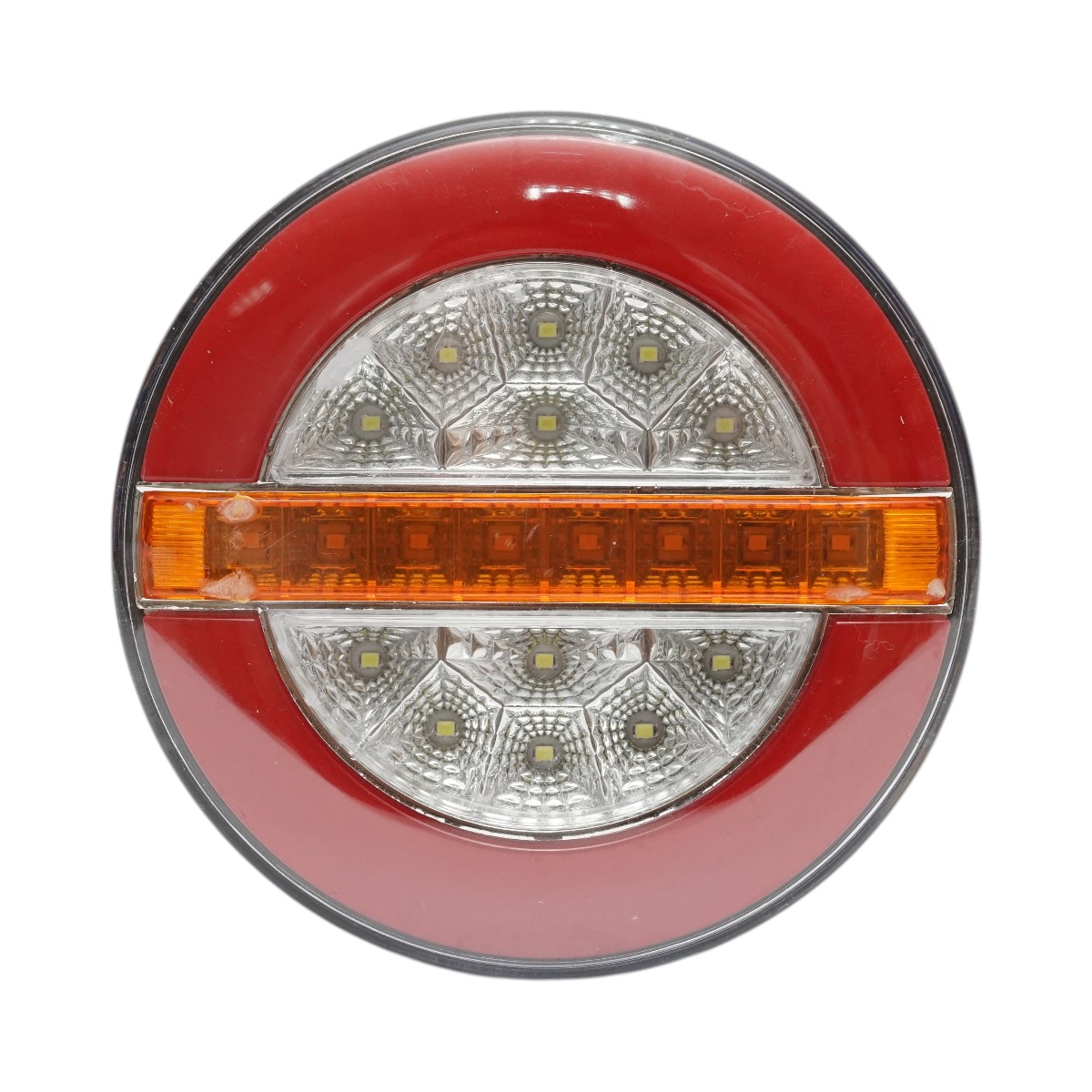 Lampa stop spate rotunda LED 12V/24V universala 140x40 mm Breckner Germany, montaj stanga/dreapta, distanta gauri prindere 43.5 mm