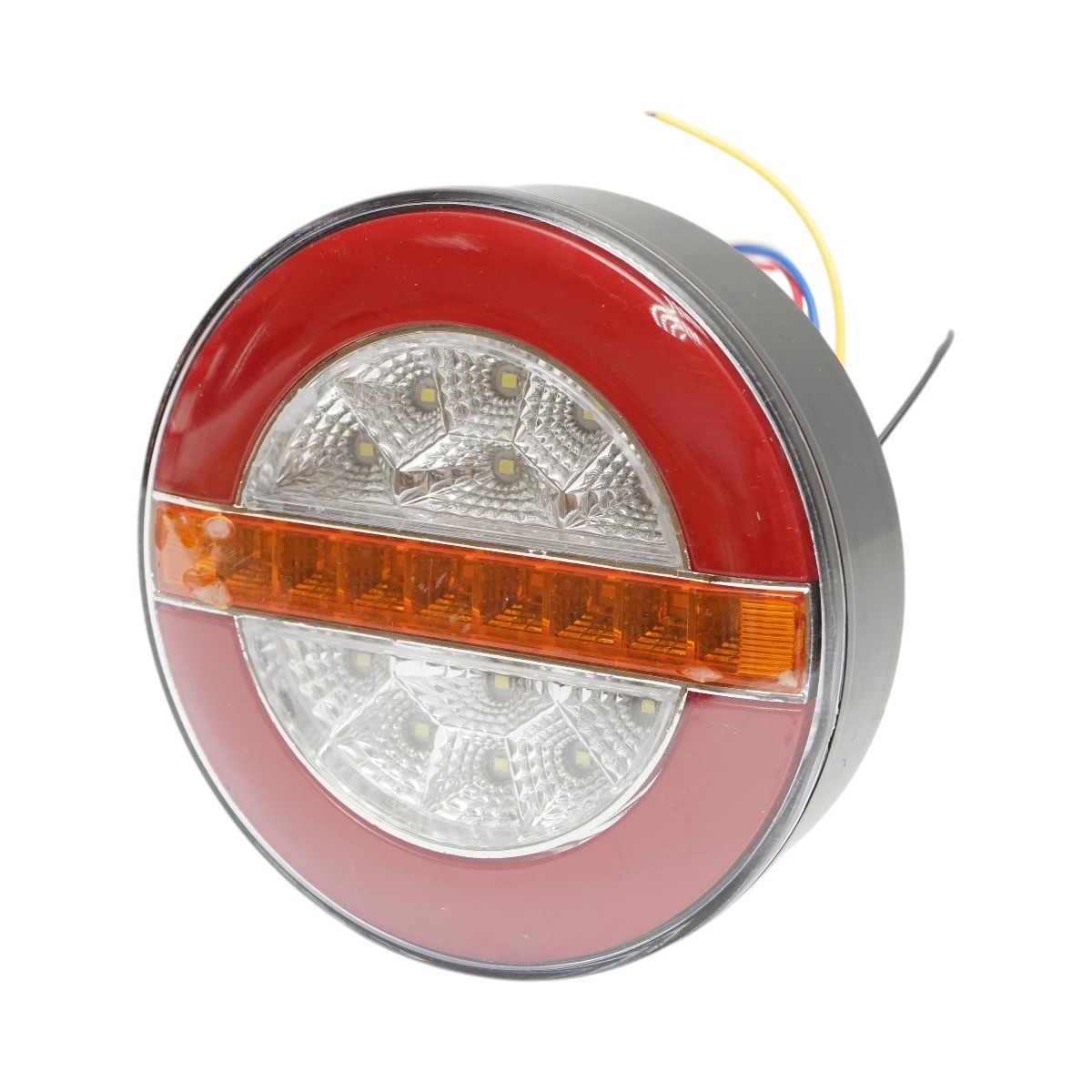 Lampa stop spate rotunda LED 12V/24V universala 140x40 mm Breckner Germany, montaj stanga/dreapta, distanta gauri prindere 43.5 mm