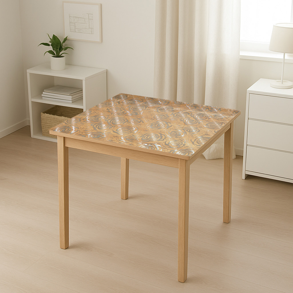 Rola folie protectie masa transparenta PVC siliconizat Breckner Germany, model Trandafiri, 0.8x20 m, grosime 1.2 mm